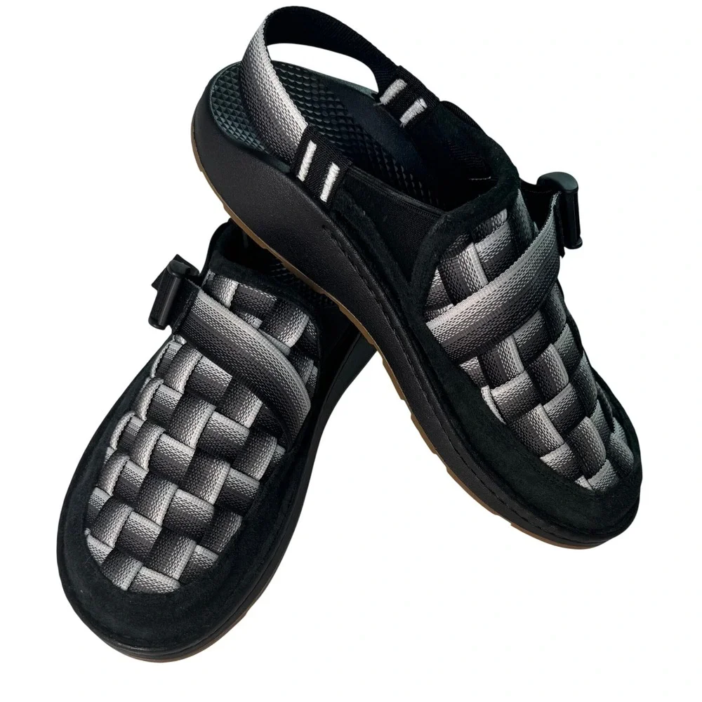 Chaco Canyon Woven Mens Sandals Black Grey Basket Weave Size 11